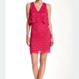GUESS Pink Tiered Lace Cocktail Dress Size 6 - Party or Holiday Dress